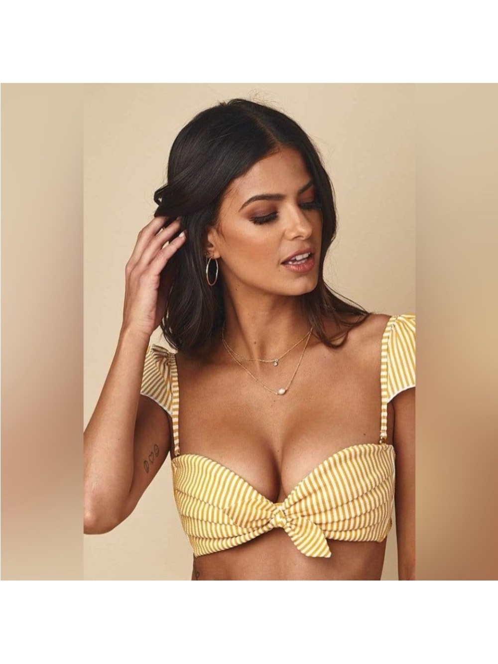 Montce Yellow Canary Stripe Cabana & Lulu Bikini Set, Size S - Picture 3 of 8